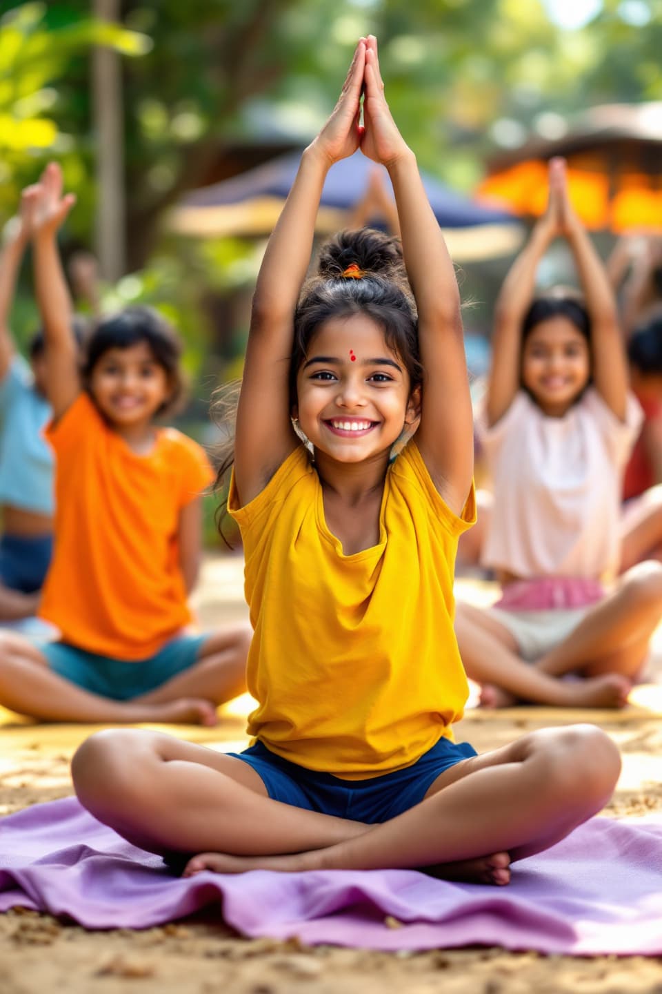 Kids doing yoga together