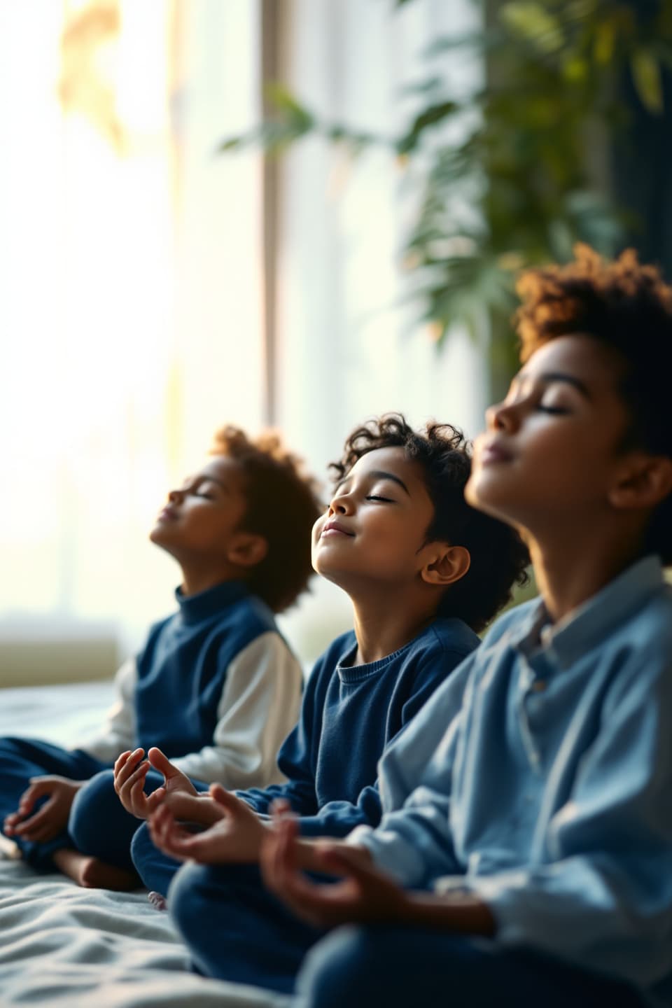Kids meditating peacefully